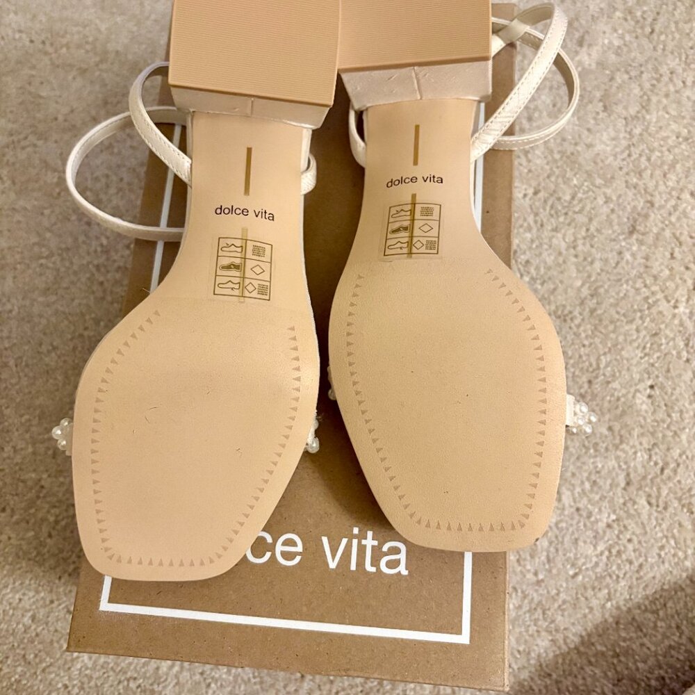 Dolce Vita Cream Pearl Embellished Heels - Picture 5 of 8